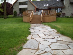 Limestone flagstone walkway